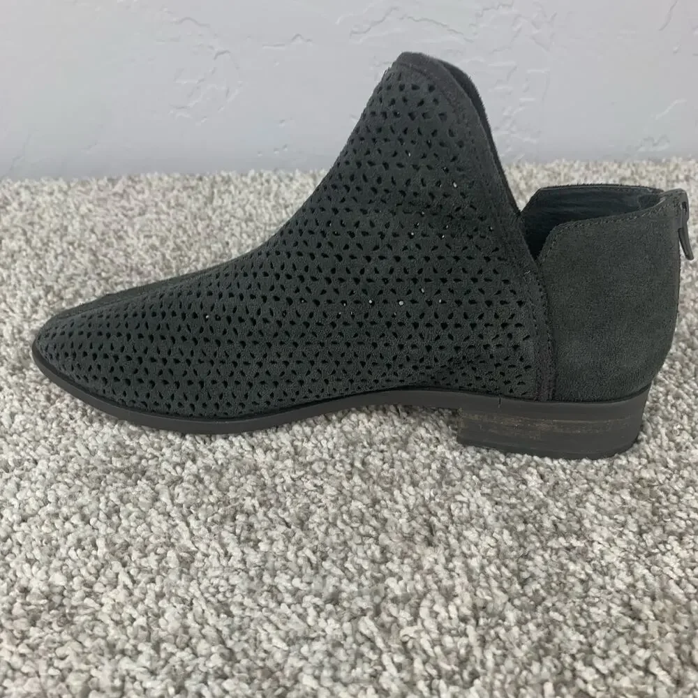 Kelsi Dagger Suede Anke Boots Size 7.5 Alley Gray Leather Upper Back Zipper